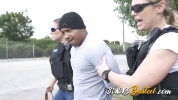 THICK fat BLACK cock wrecks white COP's pussy